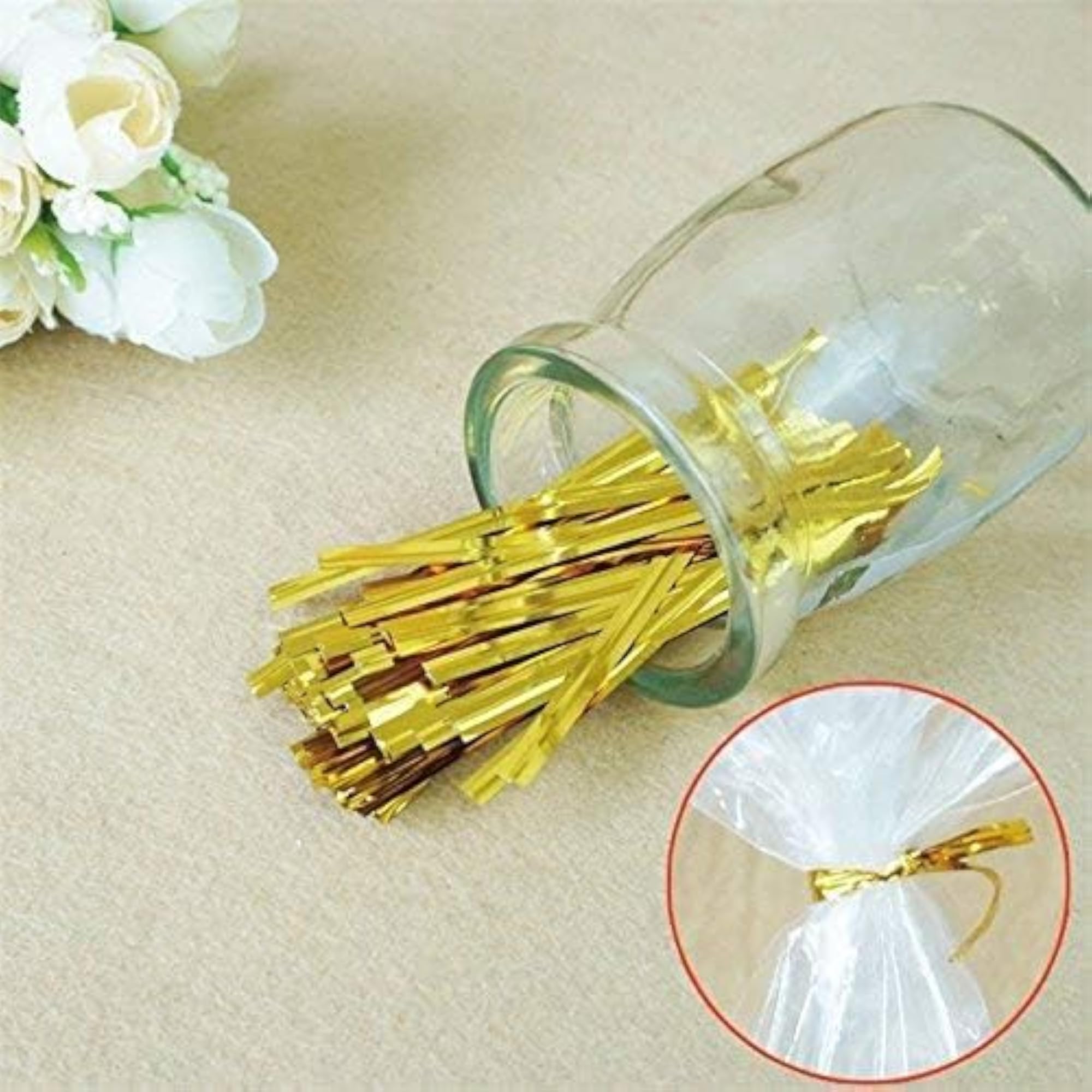 HUEART Metallic Twist Ties 500 PCS for Decorative Packing